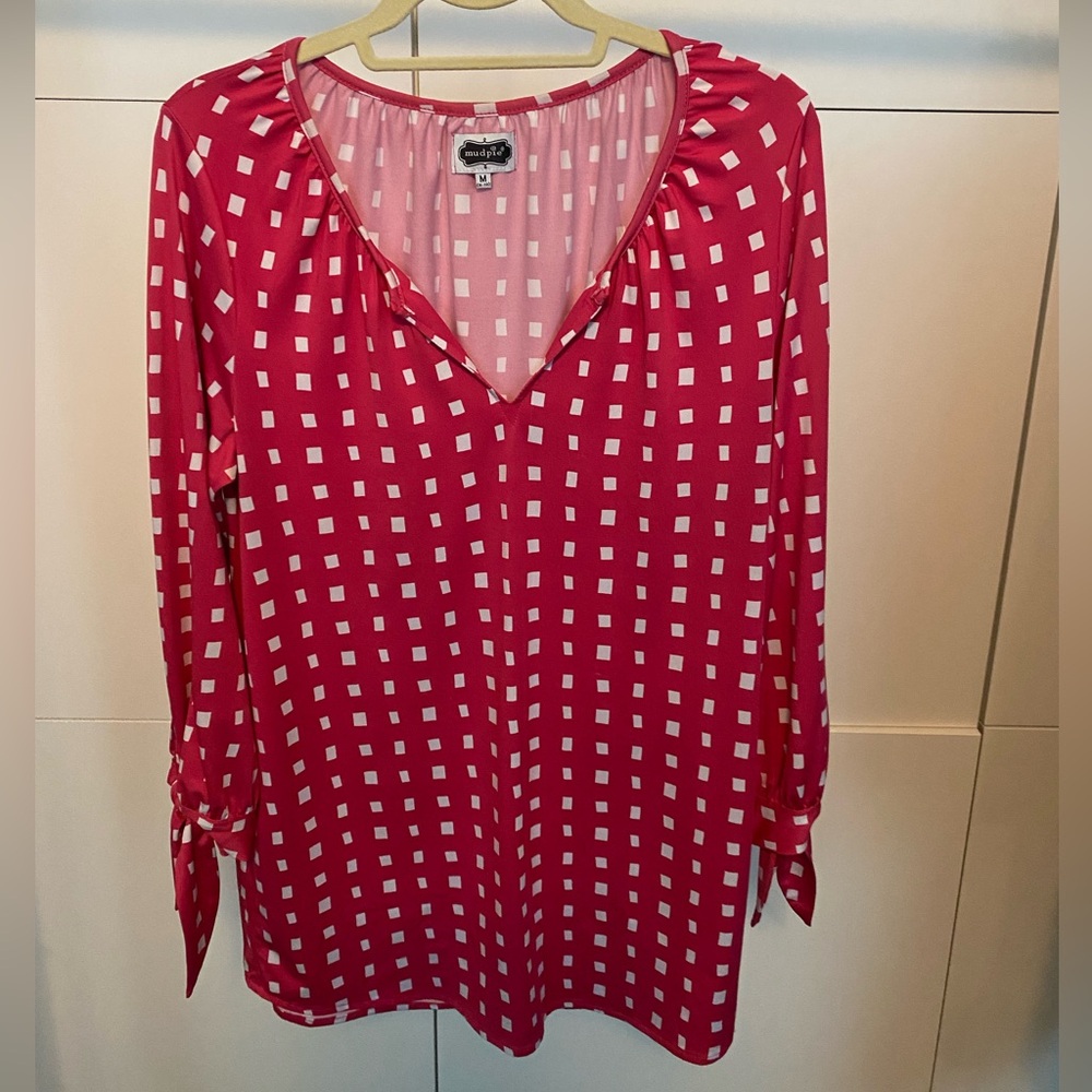 Mud Pie Pink Geometric Blouse M